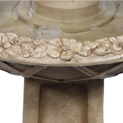 Sunnydaze Decor Sunnydaze 28"H Electric Polyresin 2-Tier Beveled Flower Outdoor Bird Bath Water Fountain - Image 3