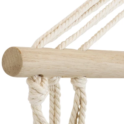 Sunnydaze Decor Sunnydaze Outdoor Printed Polycotton Fabric Hammock Chair With Armrests And Hardwood Spreader Bar - 300 Lb Capacity - Natural - Image 6