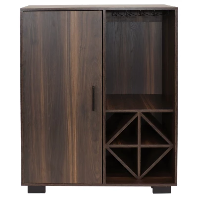 Sunnydaze Decor Sunnydaze Indoor Lavina Wine Cabinet With Glass And Bottle Storage Shelves - Coffee Brown - Image 4