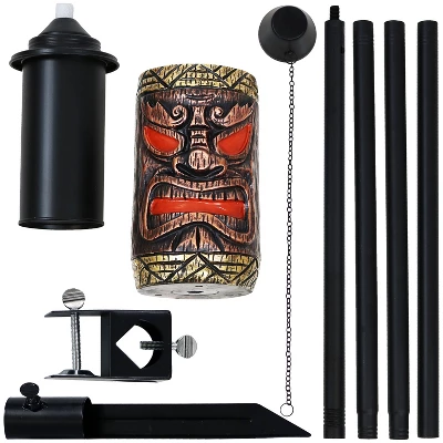 Sunnydaze Decor Sunnydaze Outdoor 3-in-1 Adjustable Height Tiki Face Patio And Lawn Torch Light Set - Image 9