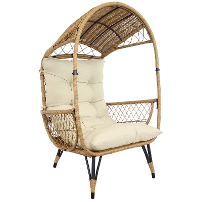 Sunnydaze Decor Sunnydaze Shaded Comfort Wicker Outdoor Egg Chair With Legs - 56.5" H - Image 10