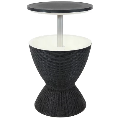 Sunnydaze Decor Sunnydaze Rattan Design Patio Bar Cooler Table With Height-Adjustable Tabletop - Phantom Gray - Image 4