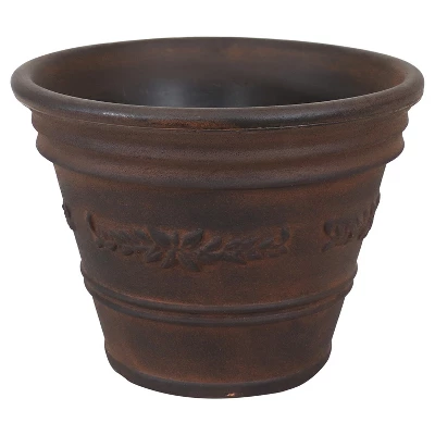 Sunnydaze Decor Sunnydaze Indoor/Outdoor Patio, Garden, Or Porch Weather-Resistant Double-Walled Laurel Flower Pot Planter - 13" - Rust Finish - Image 7