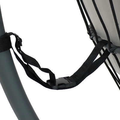 Sunnydaze Decor Sunnydaze Outdoor Resin Wicker Patio Oliver Lounge Hanging Basket Egg Chair Swing With Cushions, Headrest, And Steel Stand Set - Gray - 3pc - Image 5