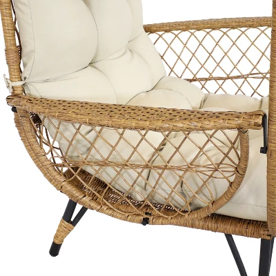 Sunnydaze Decor Sunnydaze Shaded Comfort Wicker Outdoor Egg Chair With Legs - 56.5" H - Image 4