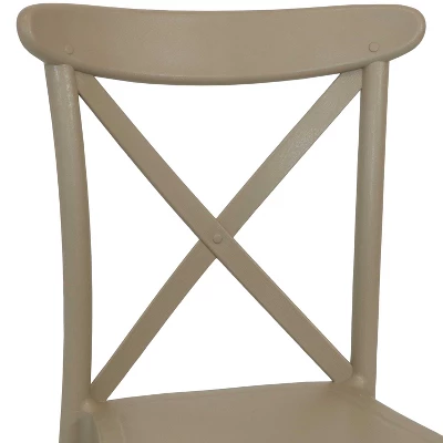 Sunnydaze Decor Sunnydaze Crossback Design Plastic All-Weather Commercial-Grade Bellemead Indoor/Outdoor Patio Dining Chair, Tan, 2pk - Image 2