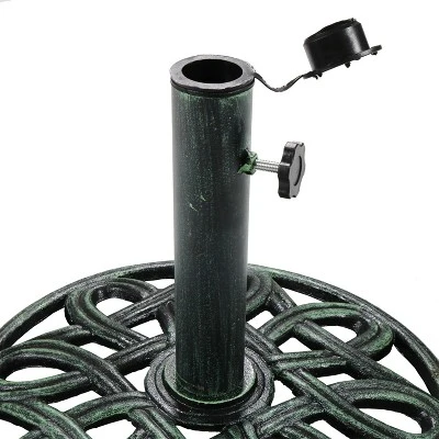 Sunnydaze Decor Sunnydaze Outdoor Heavy-Duty Cast Iron Decorative Design Patio Yard Round Umbrella Base Stand - 17" - Green - Image 3