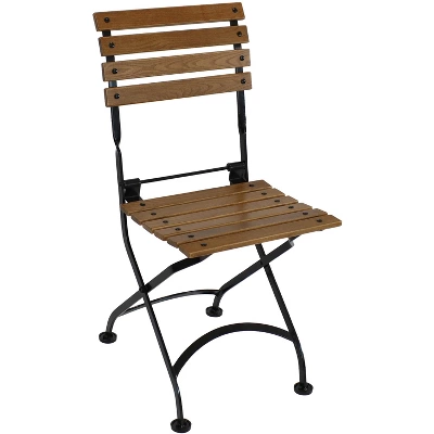Sunnydaze Decor Sunnydaze Indoor/Outdoor Patio Or Dining Chestnut Wooden Folding Bistro Arm Chair - Brown - Image 3