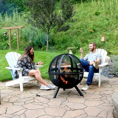 Sunnydaze Decor Sunnydaze Outdoor Portable Camping Or Backyard Flaming Sphere Ball Fire Pit With Built-In Spark Screen - 30" - Black - Image 6